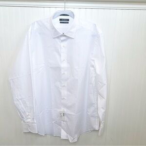 Saks Fifth Avenue White Long Sleeve Slim Fit Button Up Dress Shirt Sz 18-36/37